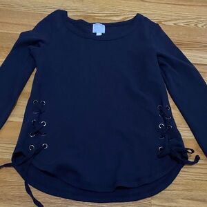 Sunday Midnight Lace-Up Long Sleeve Top